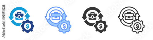 Working Capital Adjustment icon set multiple style collection