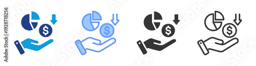 Divestiture icon set multiple style collection