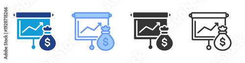 Revenue Projection icon set multiple style collection