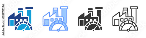 Industry Benchmarking icon set multiple style collection