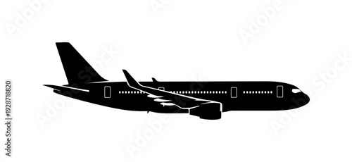 Minimalist Black Commercial Airliner Vector Illustration