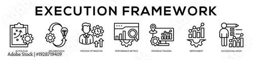 Execution Framework web banner icon illustration concept