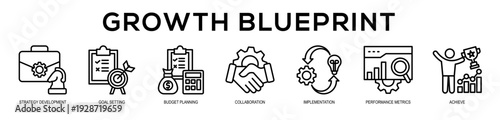 Growth Blueprint web banner icon illustration concept