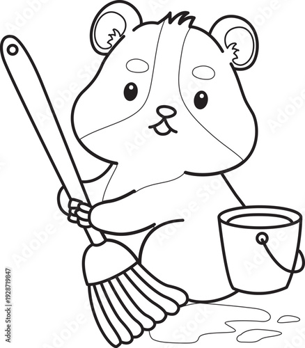Coloring pages of Cute set of hamster sticker with activity.  Outline of hamster 