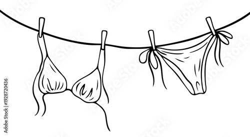 Women Bra and Panties Lingerie Hanging on Line, Soft Everyday Cotton Underwear