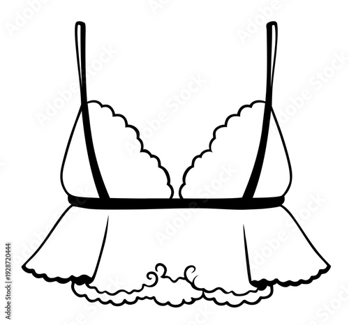 Women Lace Bralette Peplum Top Lingerie, Soft Romantic Underwear with Scalloped Edge and Delicate Fabric, Bridal Boudoir