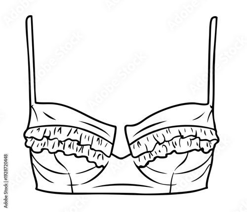 Women Underwire Bra Lingerie with Ruffle Trim, Structured Support Bra Top, Feminine Romantic Underwear for Everyday and Bridal Wear