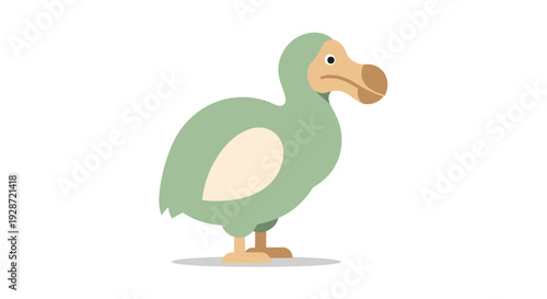 Cartoon Dodo Bird Standing on White Background.