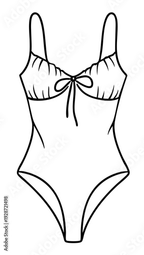 swimsuit, beach, summer, Classic One Piece Bodysuit with Thin Straps, Feminine Lingerie and Swim