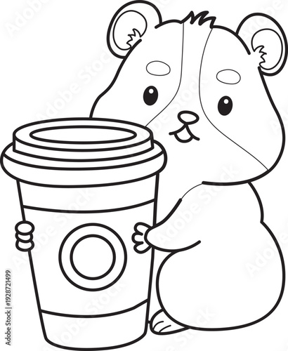 Coloring pages of Cute set of hamster sticker with activity.  Outline of hamster 
