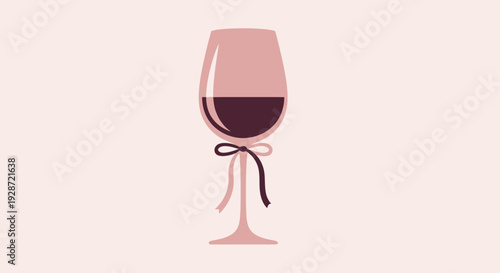 Wine Glass with Ribbon Illustration.