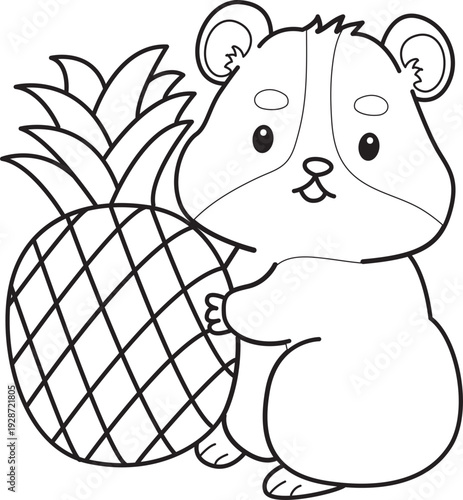 Coloring pages of Cute set of hamster sticker with activity.  Outline of hamster 