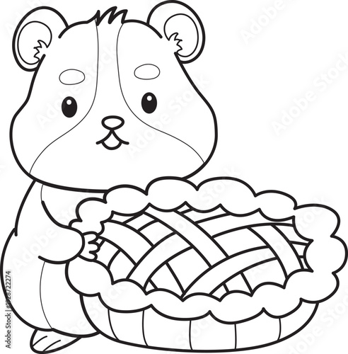 Coloring pages of Cute set of hamster sticker with activity.  Outline of hamster 