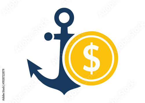 An anchor and dollar sign symbolizing financial stability and security in a simple illustration
