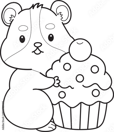 Coloring pages of Cute set of hamster sticker with activity.  Outline of hamster 