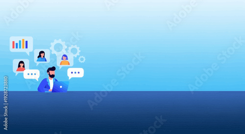 online business meeting, teamwork, digital communication, remote work