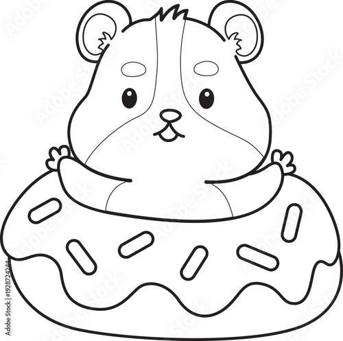 Coloring pages of Cute set of hamster sticker with activity.  Outline of hamster 