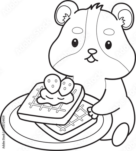 Coloring pages of Cute set of hamster sticker with activity.  Outline of hamster 