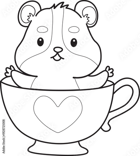 Coloring pages of Cute set of hamster sticker with activity.  Outline of hamster 