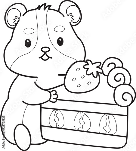 Coloring pages of Cute set of hamster sticker with activity.  Outline of hamster 