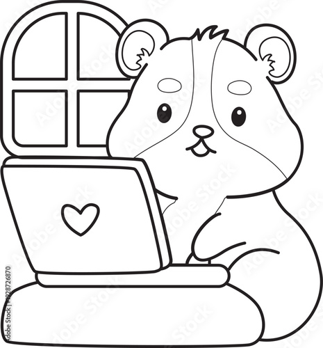 Coloring pages of Cute set of hamster sticker with activity.  Outline of hamster 
