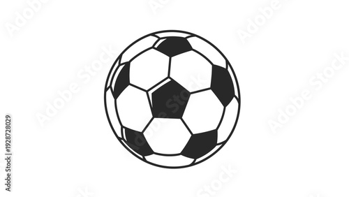 Classic black and white soccer ball illustration for sports competition, fitness training, athletic games, and team branding projects.