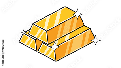 Stack of shiny gold bars with sparkles representing wealth, treasure, investment, financial success, and economic prosperity concepts.