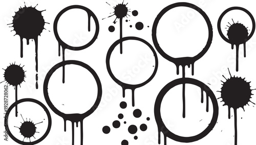 Black ink brush strokes and scribbles create a dynamic set of design elements for artistic projects and creative