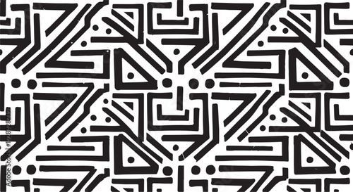 Intricate black and white pattern with complex geometric shapes