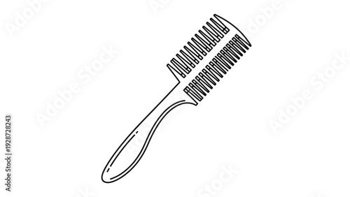 Hair comb or fine tooth comb icon shown as a clean black line drawing on a plain white background for grooming.