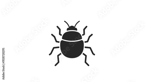 Black silhouette of a beetle or bug icon illustrated as a solid graphic on a white background for nature topics.