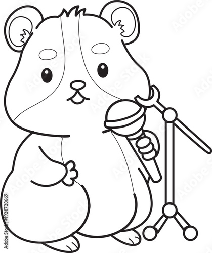 Coloring pages of Cute set of hamster sticker with activity.  Outline of hamster 