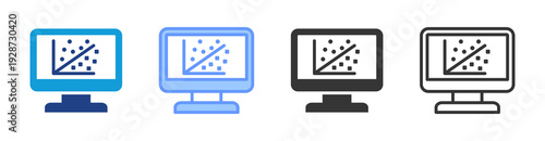 Statistical Modeling icon set multiple style collection