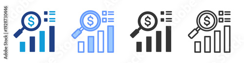 Financial Analysis icon set multiple style collection