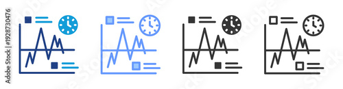 Time Series Analysis icon set multiple style collection