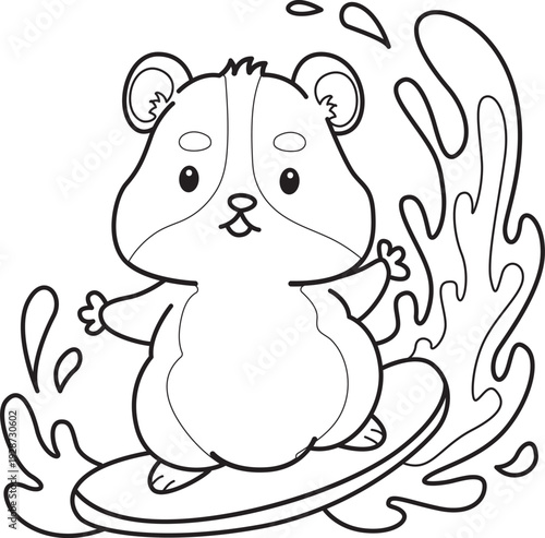 Coloring pages of Cute set of hamster sticker with activity.  Outline of hamster 