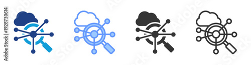 Network Analysis icon set multiple style collection