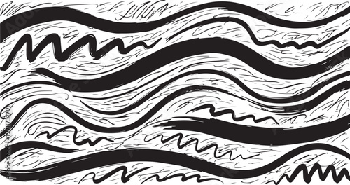 Seamless pattern with hand drawn wavy lines, editable EPS vector format wavy horizontal lines. Vector border design element