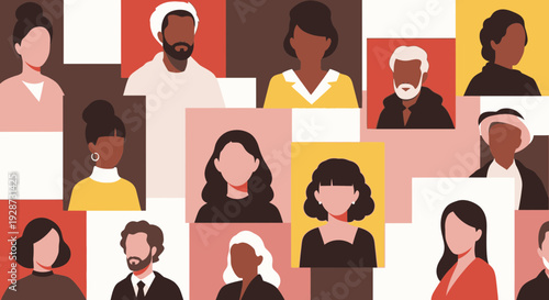 diverse group portraits, people from different backgrounds