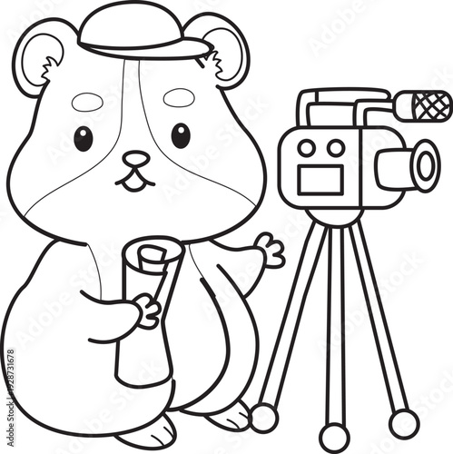 Coloring pages of Cute set of hamster sticker with activity.  Outline of hamster 