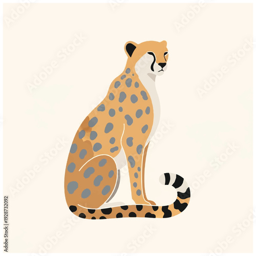 Illustration of a Sitting Cheetah Animal.