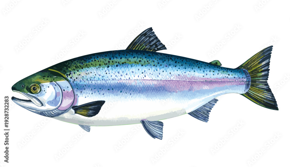 Obraz premium Salmon Fish Watercolor Illustration