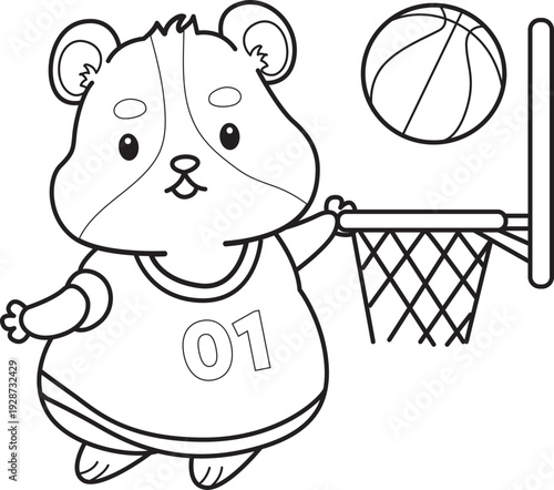 Coloring pages of Cute set of hamster sticker with activity.  Outline of hamster 