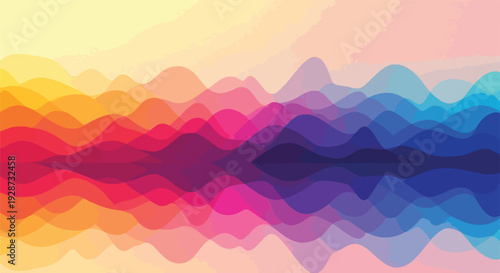 Colorful, wavy abstract background with gradients of blues, pinks, and oranges