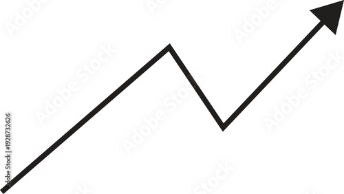  Upward Trend Line Graph with Arrow Showing Business Growth, Financial Performance Increase and Market Analytics Chart Icon.