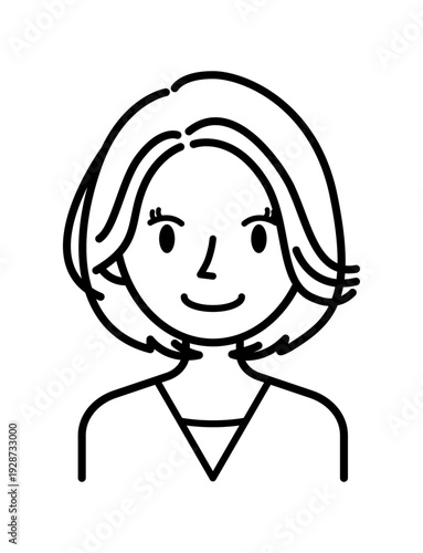 ベクターイラスト素材：笑顔の若い女性アイコン