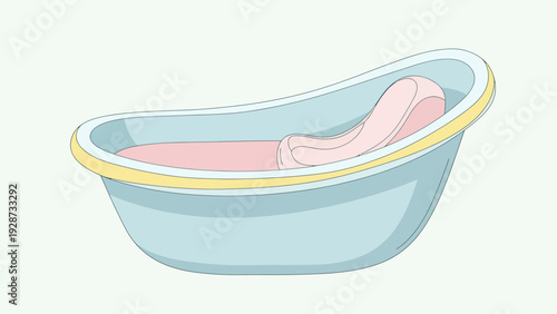 Baby bath tub with pink insert and blue outer shell.