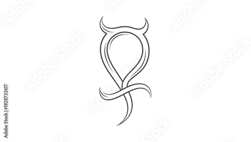Taurus zodiac symbol with horns and wavy lines