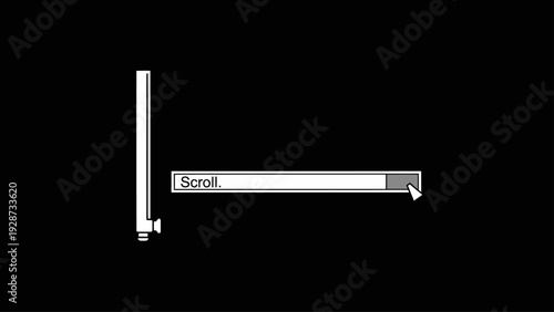Minimalist illustration of a scroll bar and mouse cursor interacting.