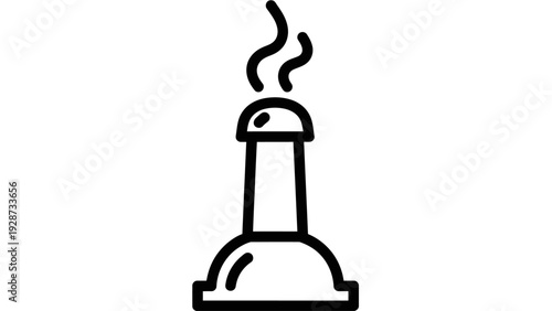 Line art icon of a distillation apparatus with steam rising.
